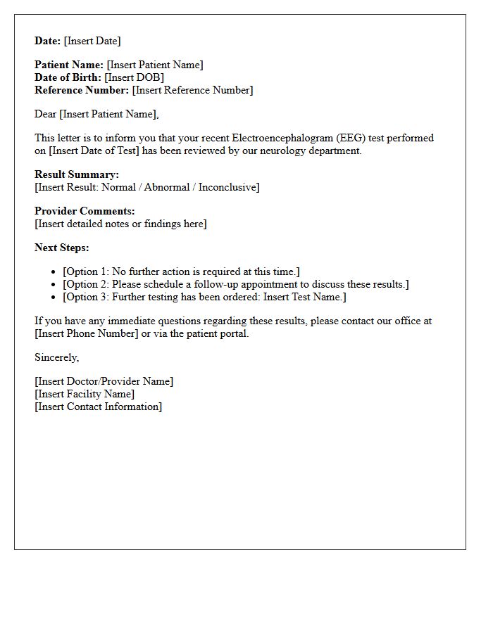 Electroencephalogram Test Results Notification Letter