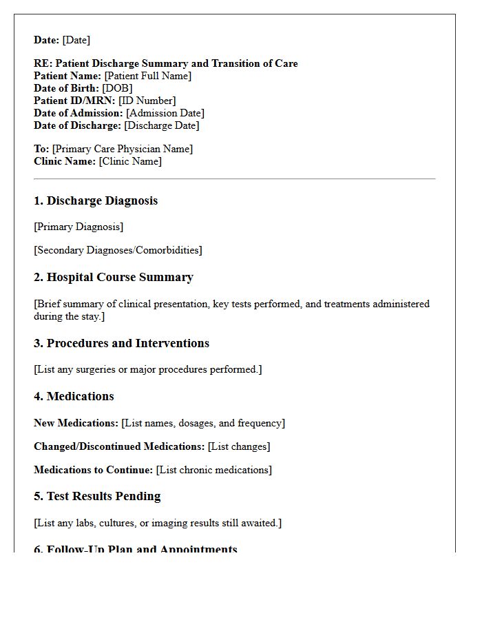 Discharge And Primary Care Transition Letter