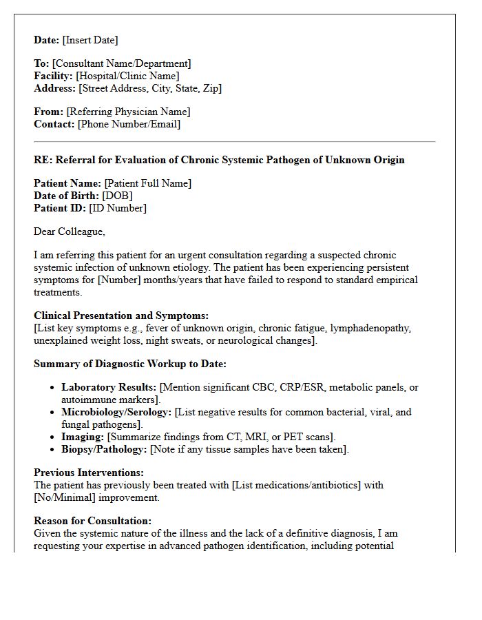 Chronic Systemic Unknown Pathogen Consultation Letter