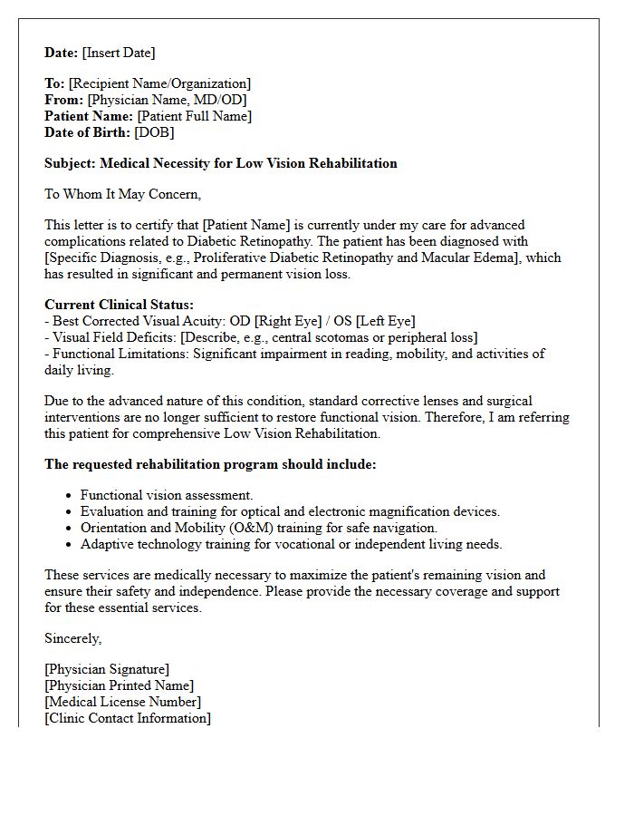 Advanced Diabetic Retinopathy Low Vision Rehabilitation Letter