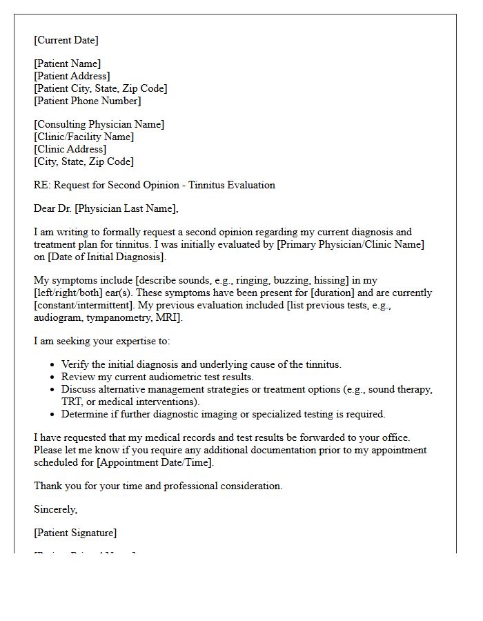 Medical Clinic Tinnitus Evaluation Second Opinion Letter