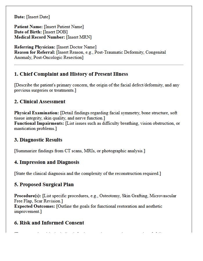 Facial Reconstructive Surgery Consultation Assessment Letter
