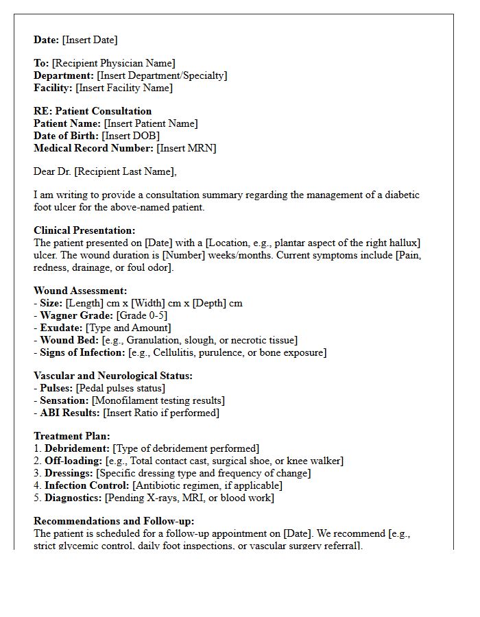 Diabetic Foot Ulcer Management Consultation Letter