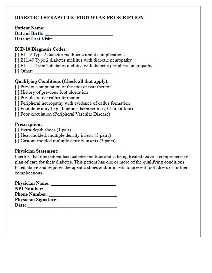 Diabetic Therapeutic Footwear Prescription Letter