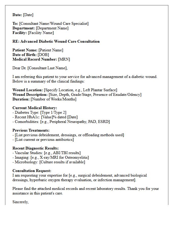 Advanced Diabetic Wound Care Consultation Letter