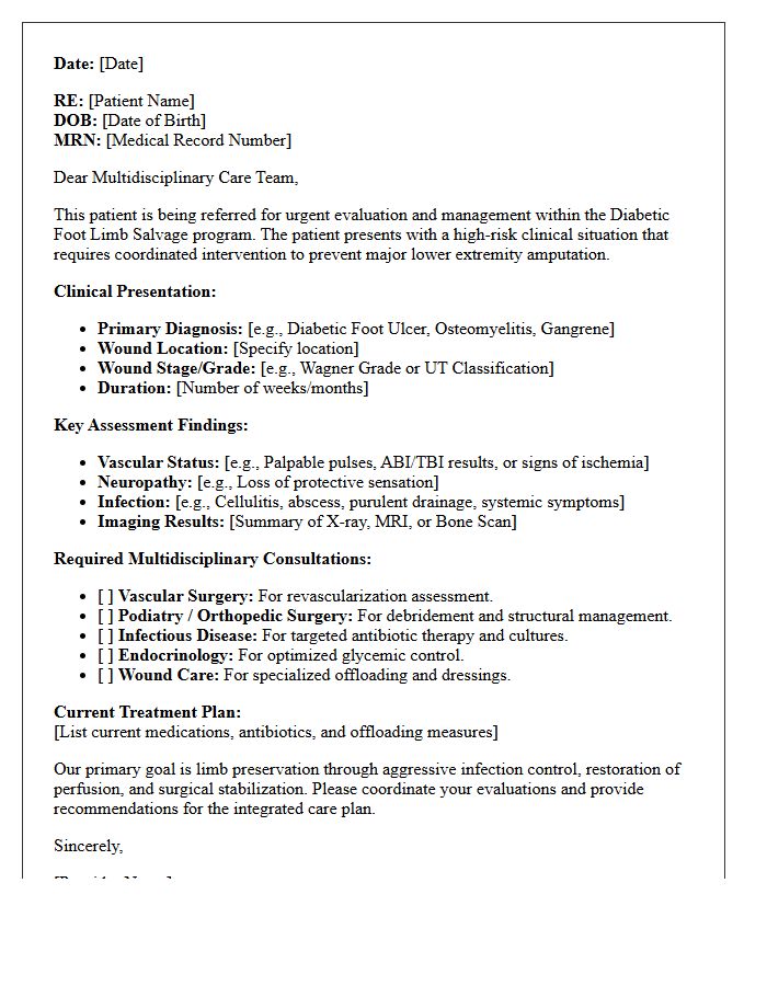 Multidisciplinary Diabetic Foot Limb Salvage Letter