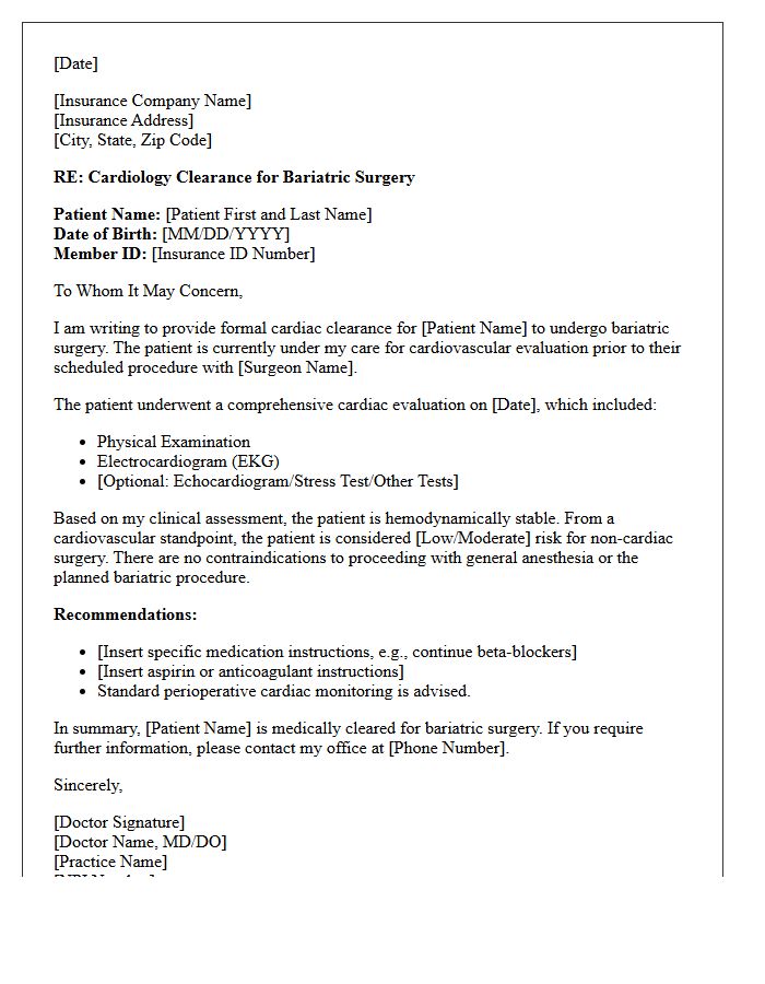 Cardiology Clearance Letter For Bariatric Surgery Authorization