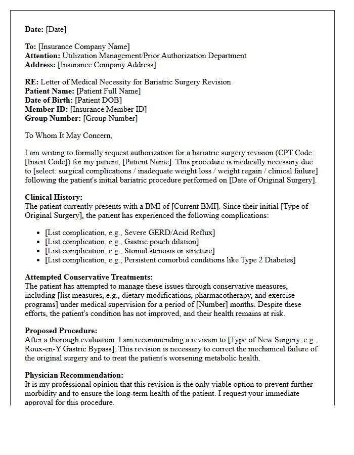Bariatric Surgery Revision Letter Of Medical Necessity