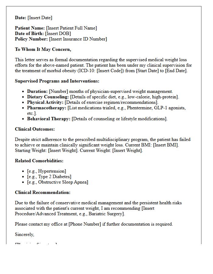 Medical Weight Loss Failure Documentation Letter