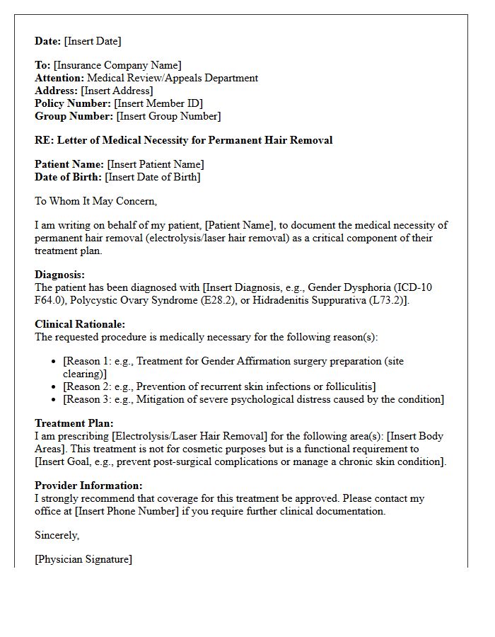 Letter of Medical Necessity for Electrolysis and Hair Removal