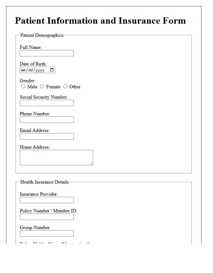 Patient Demographics and Health Insurance Details