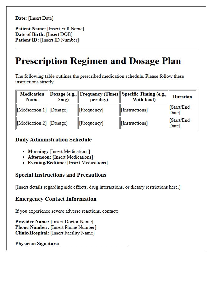 Detailed Prescription Regimen and Dosage Plan