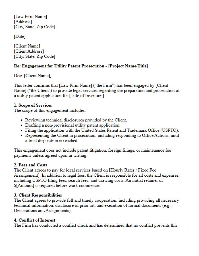 Utility Patent Prosecution Engagement Letter