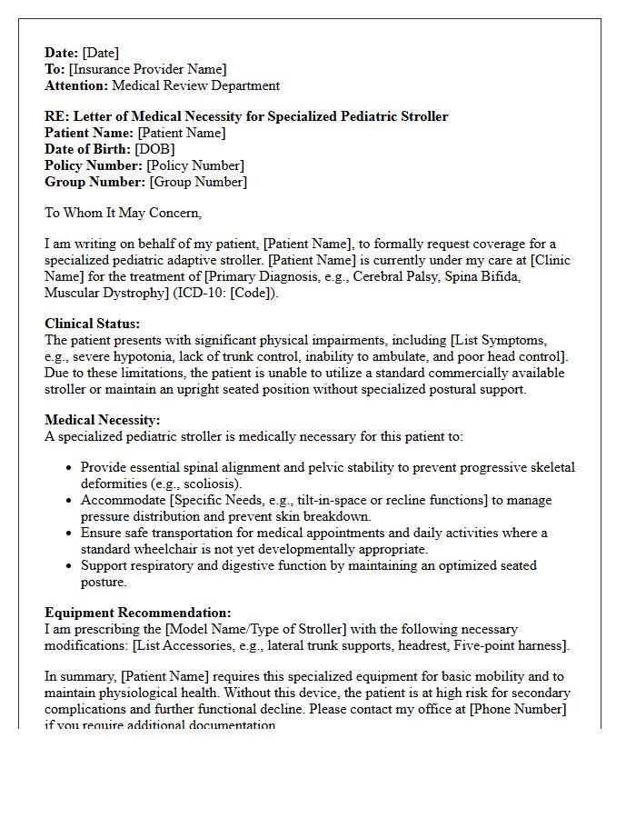 Orthopedic Clinic Letter of Medical Necessity for Specialized Pediatric Stroller
