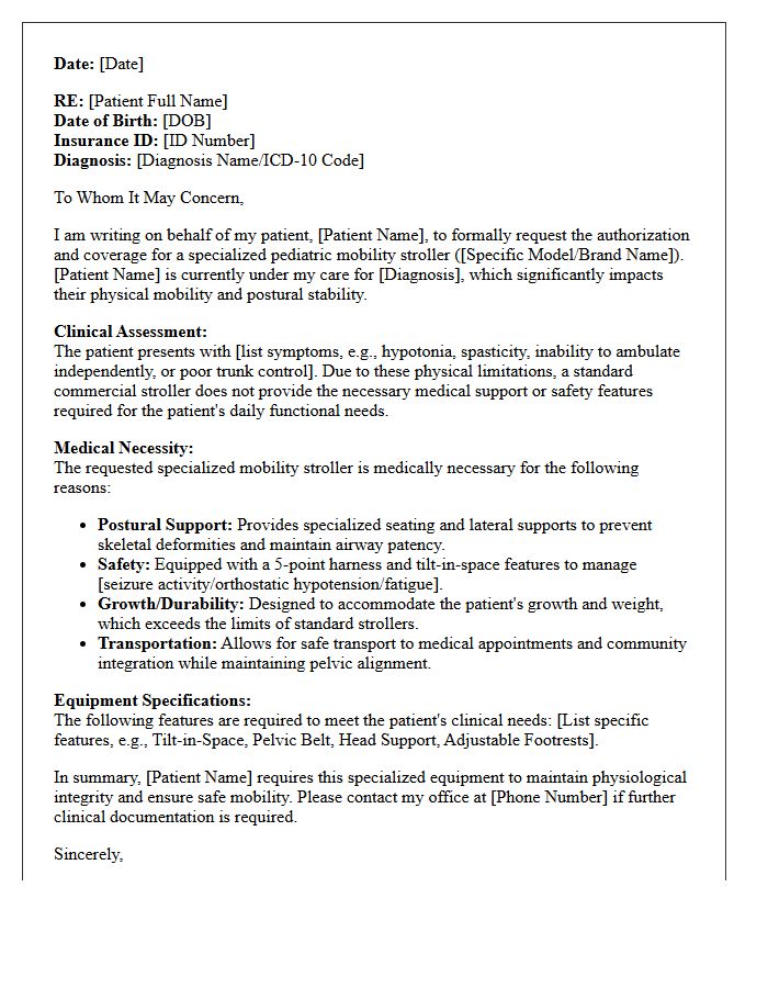 Pediatric Clinic Letter of Medical Necessity for Specialized Mobility Stroller