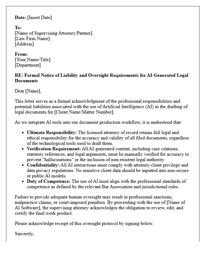 Legal Document Drafting Artificial Intelligence Oversight Liability Letter