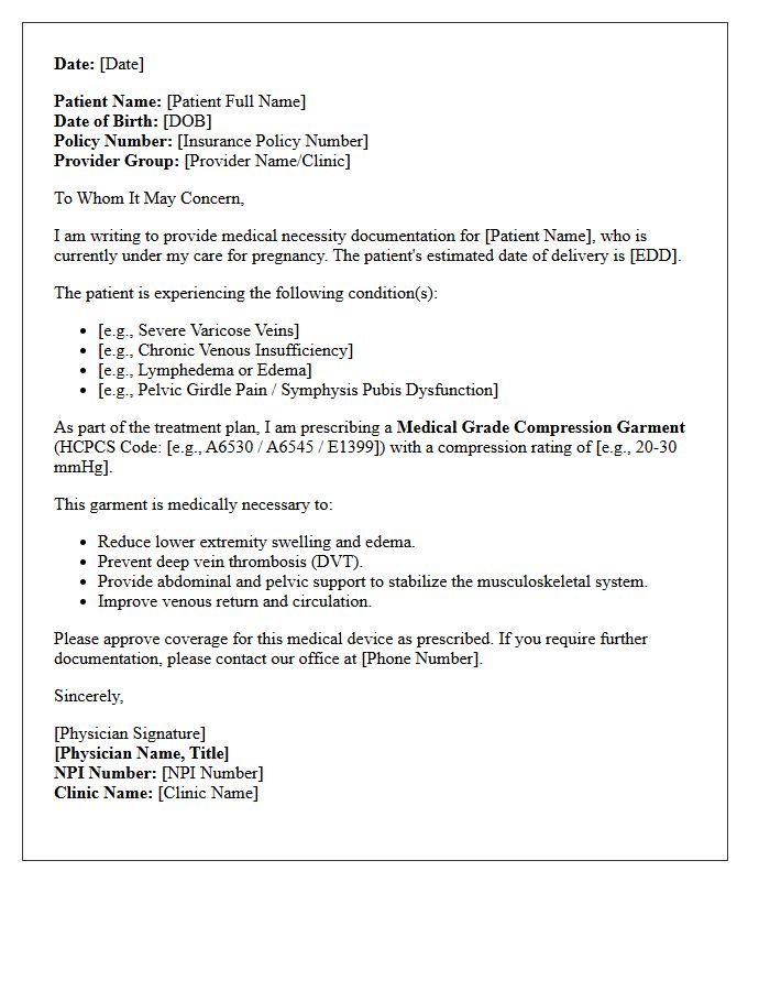 Maternity Medical Grade Compression Garment Approval Letter