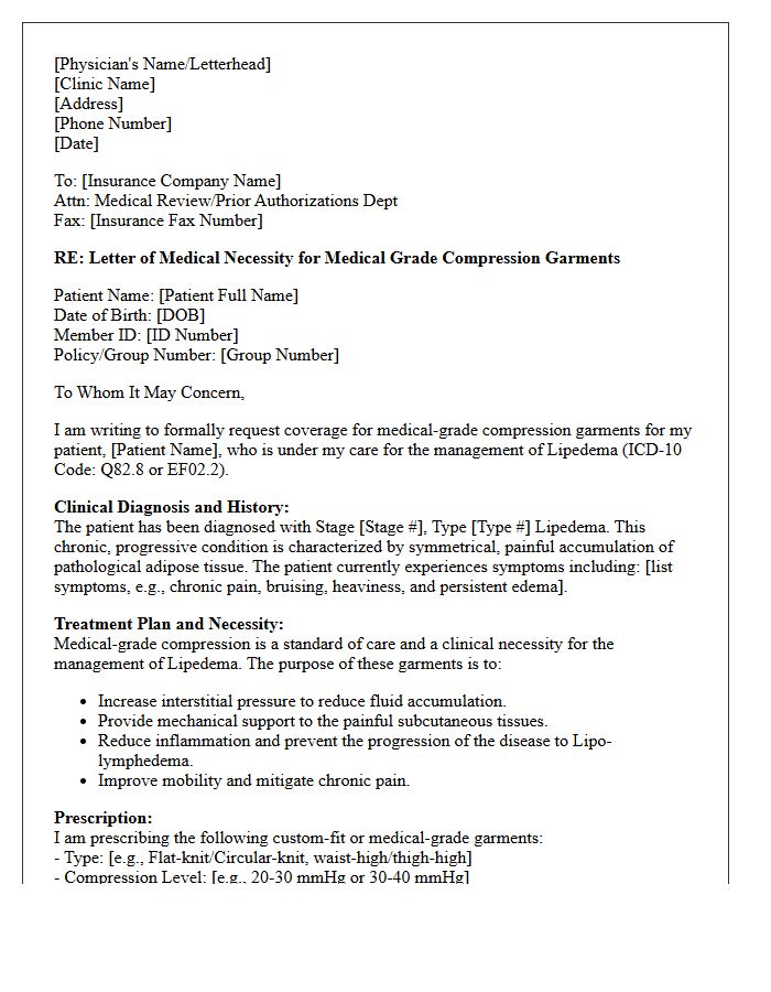 Lipedema Management Medical Grade Compression Garment Letter
