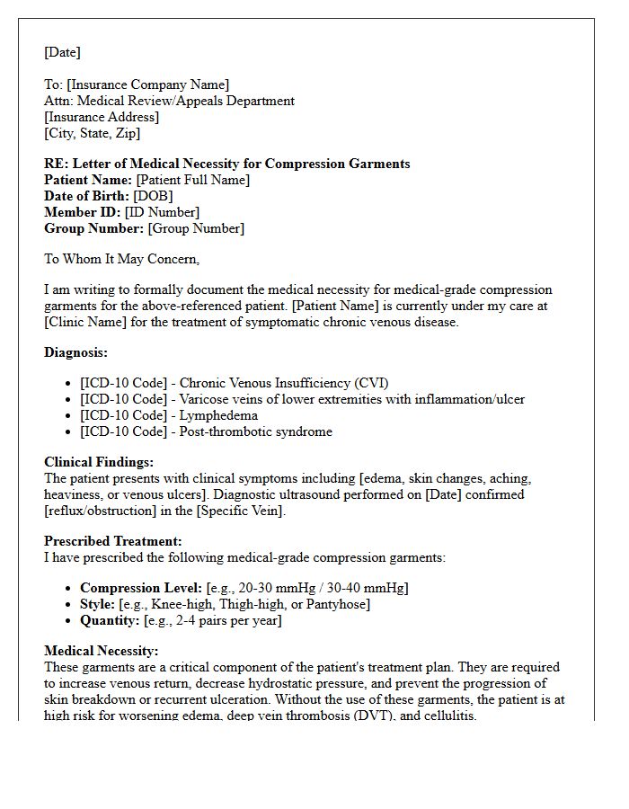 Phlebology Clinic Letter of Medical Necessity for Medical Grade Compression Garments