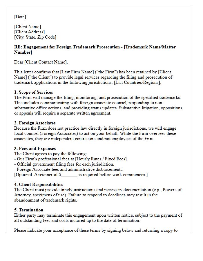 Foreign Trademark Prosecution Engagement Letter
