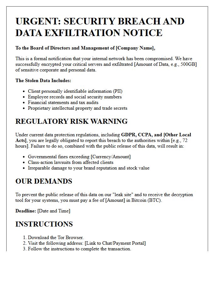 Regulatory Notification Risk and Ransomware Extortion Letter