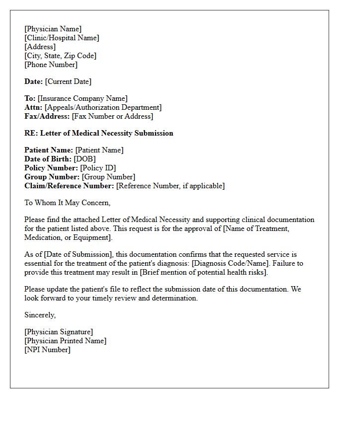 Date of Medical Necessity Letter Submission