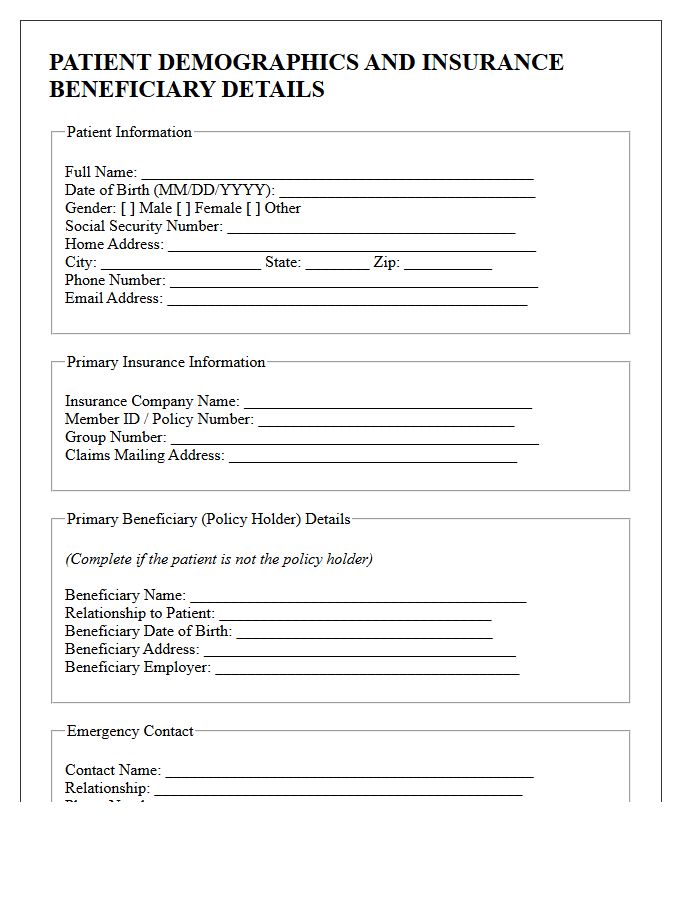 Patient Demographics and Insurance Beneficiary Details