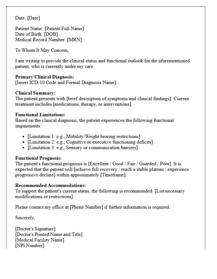 Primary Clinical Diagnosis and Functional Prognosis
