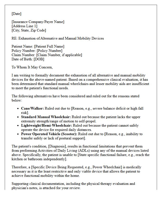 Exhaustion of Alternative and Manual Mobility Devices