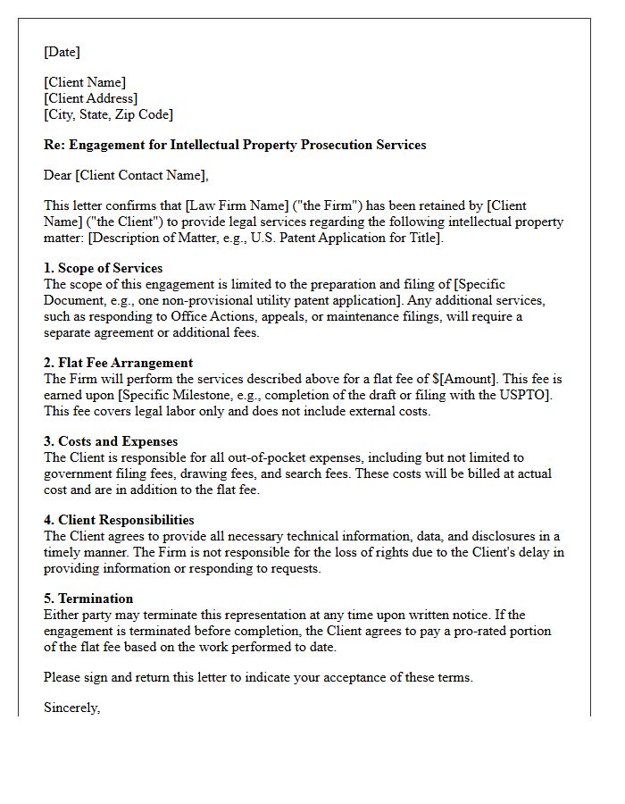 Flat Fee Intellectual Property Prosecution Engagement Letter