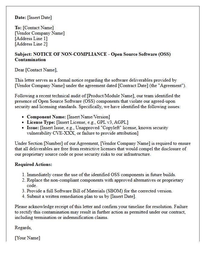 Third-Party Vendor Open Source Software Contamination Warning Letter