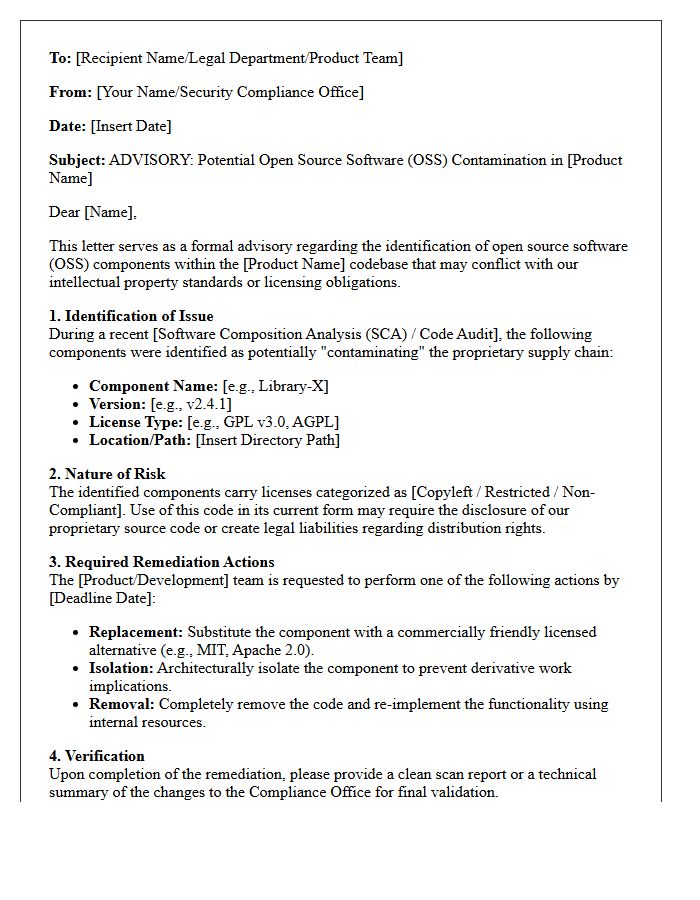 Software Supply Chain Open Source Contamination Advisory Letter