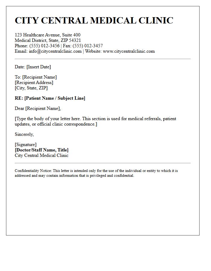 Medical Clinic Letterhead and Contact Information