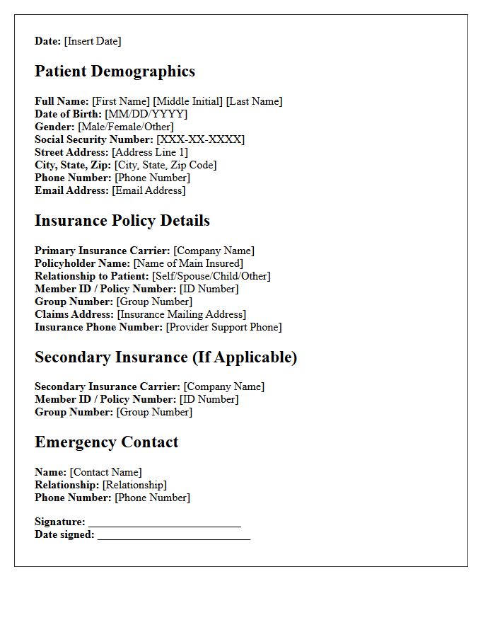 Patient Demographics and Insurance Policy Details