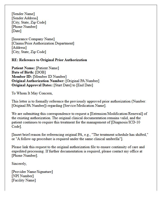 Reference to Original Prior Authorization Number