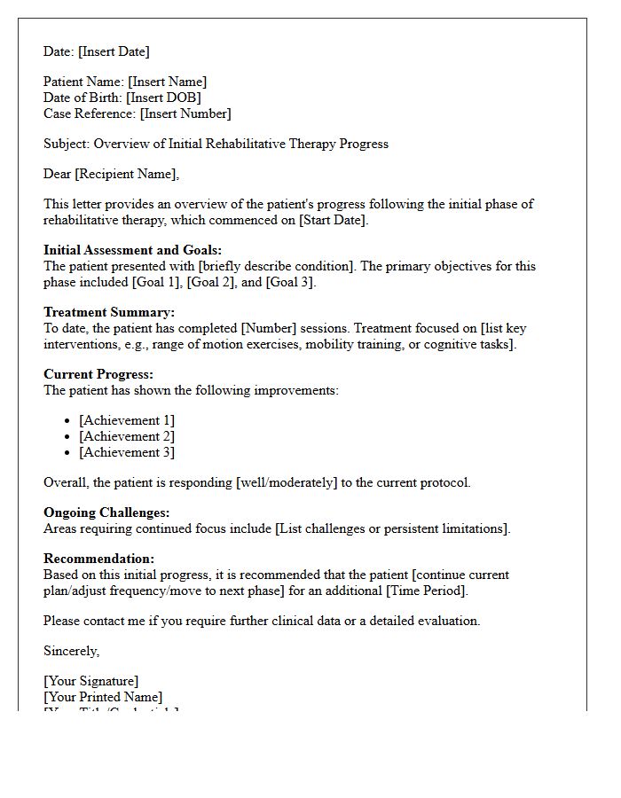 Overview of Initial Rehabilitative Therapy Progress
