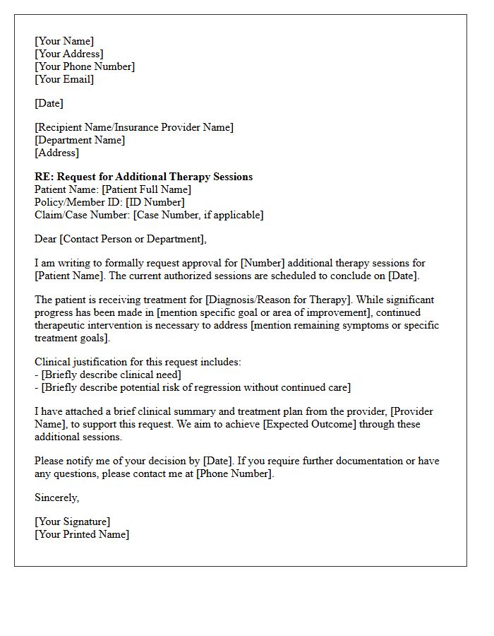 Requested Number of Additional Therapy Sessions