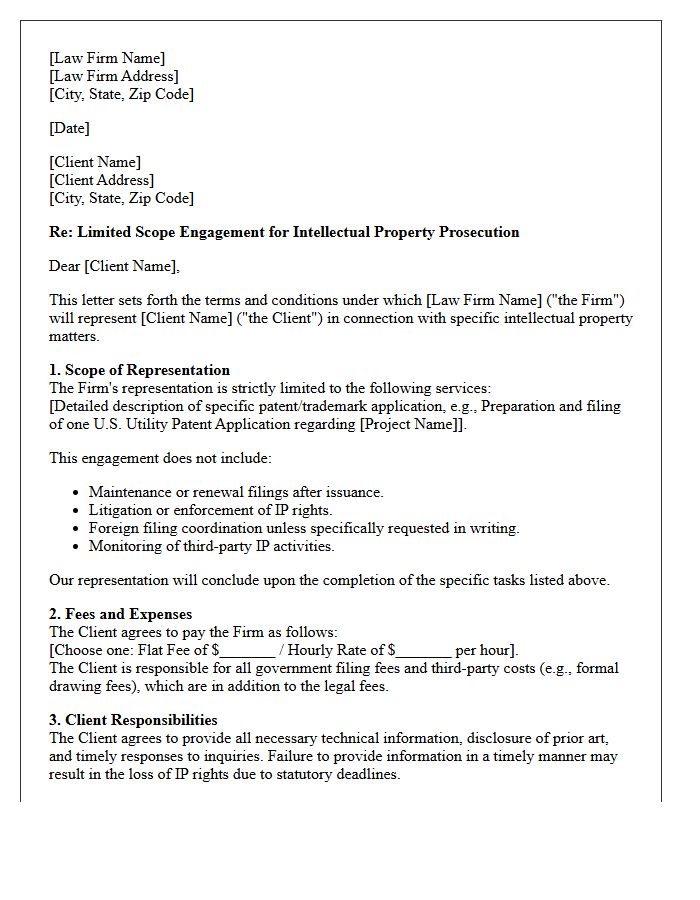 Limited Scope Intellectual Property Prosecution Engagement Letter