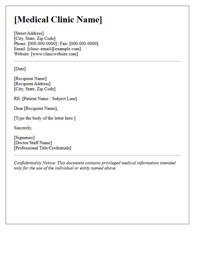 Medical Clinic Letterhead Information
