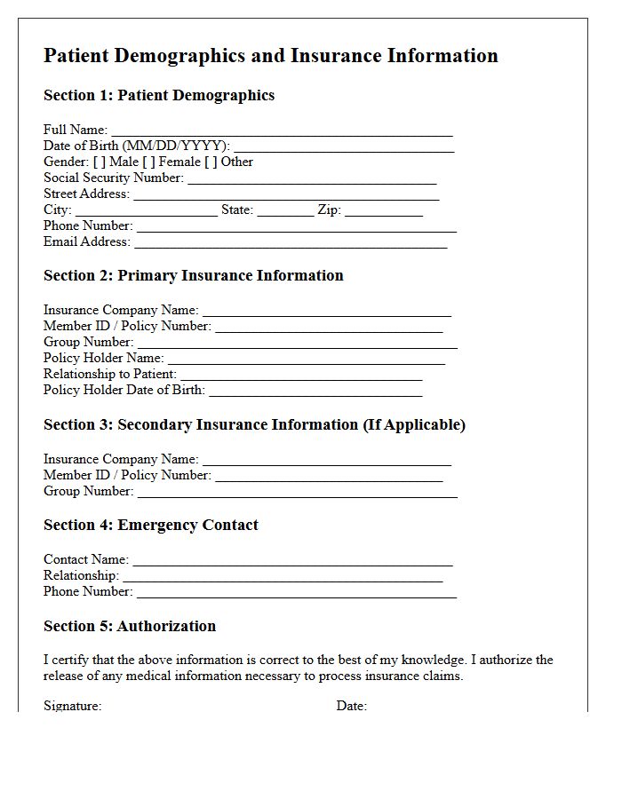 Patient Demographics and Insurance Information