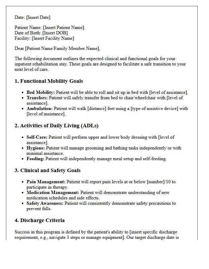Expected Inpatient Rehabilitation Goals