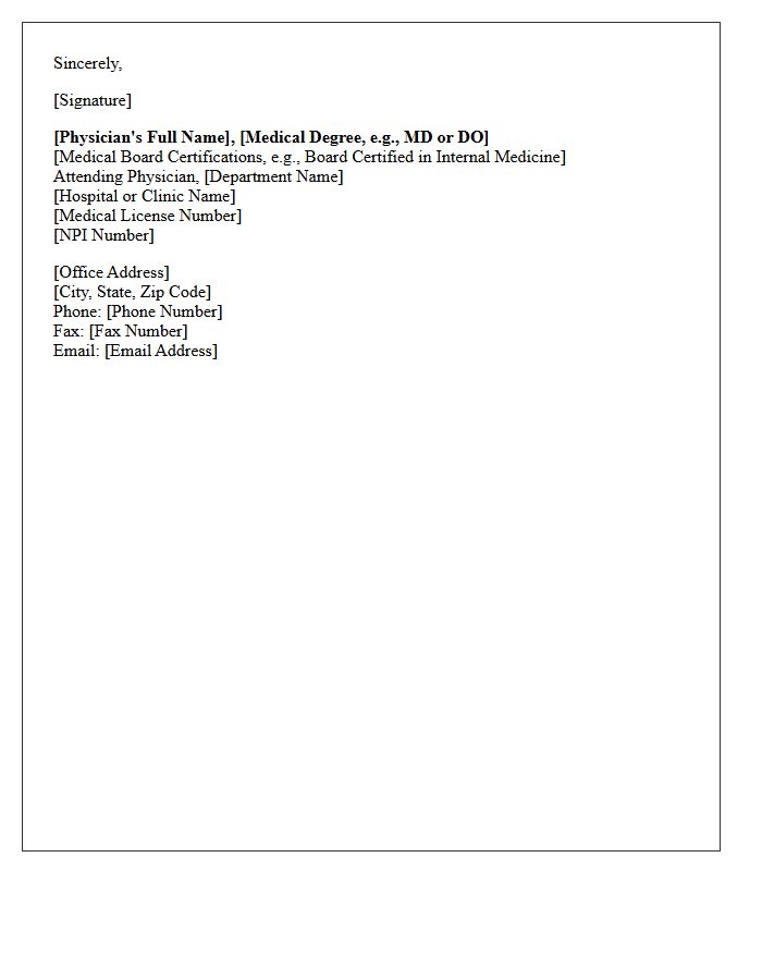 Attending Physician Letter Signature and Credentials