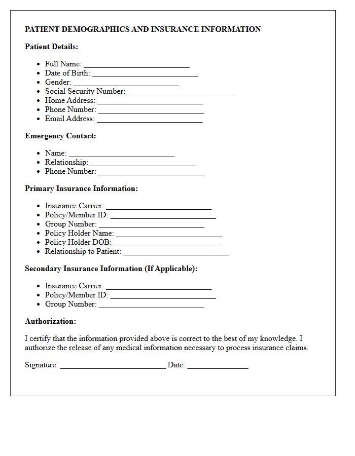 Patient Demographics and Insurance Details