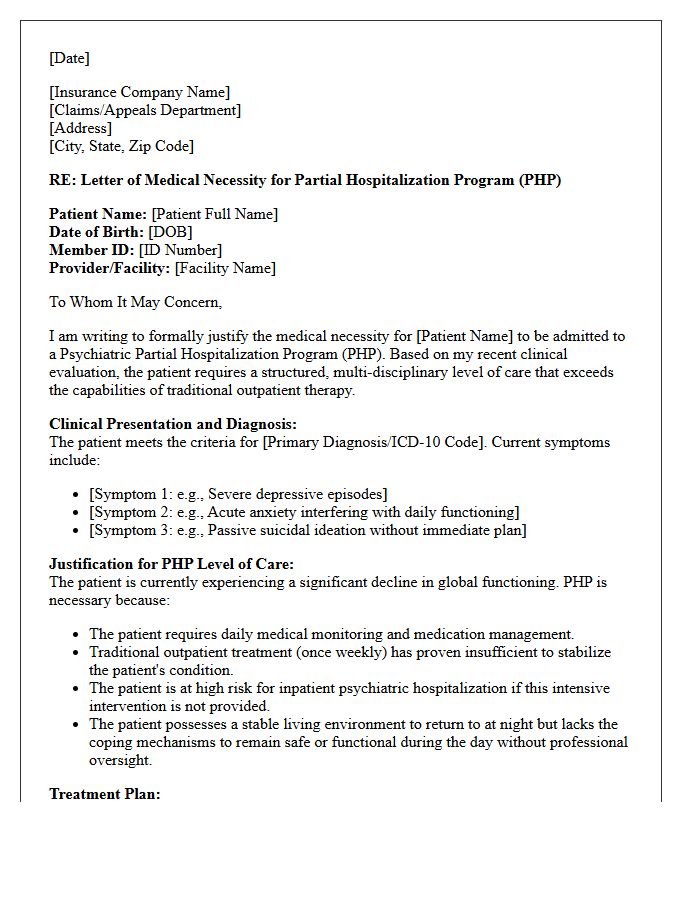 Psychiatric Partial Hospitalization Justification