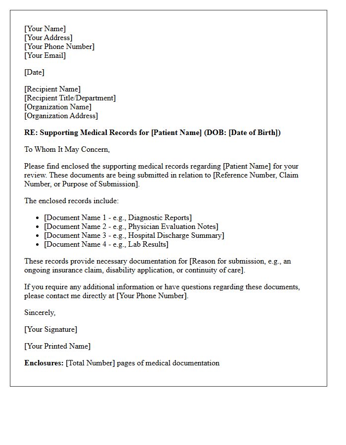 Supporting Medical Records Enclosure Notice