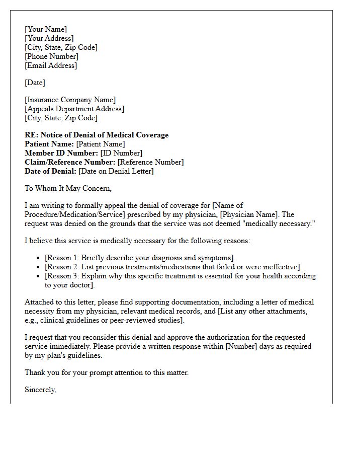 Prior Authorization Denial Appeal Letter for Lack of Medical Necessity