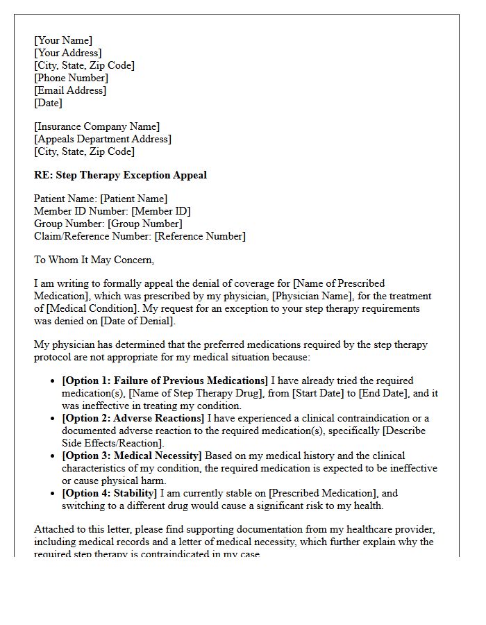Step Therapy Exception Appeal Letter