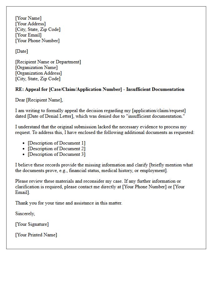 Insufficient Documentation Appeal Letter