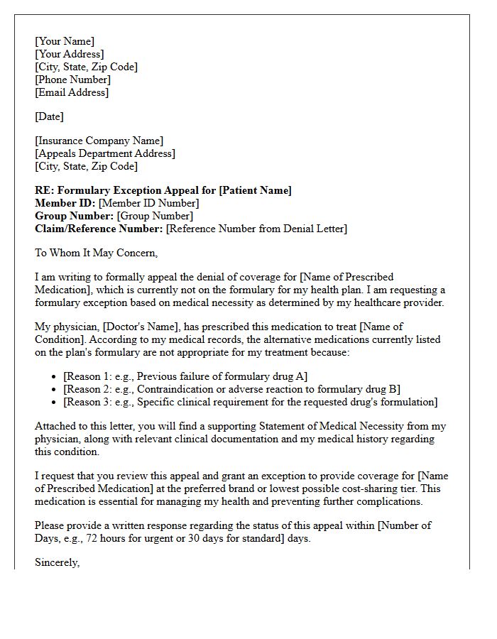 Formulary Exception Appeal Letter