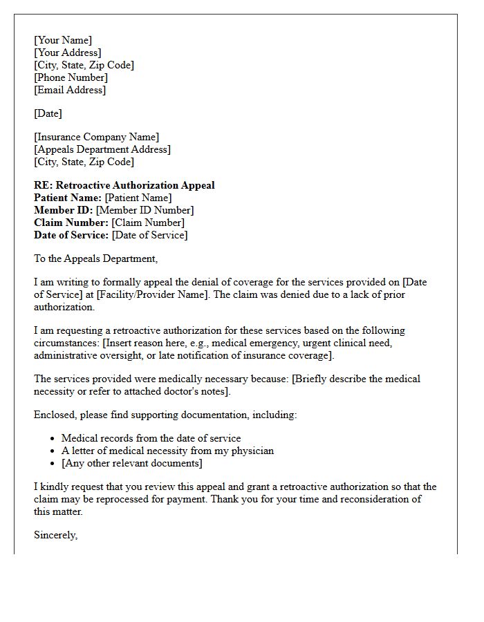 Retroactive Authorization Appeal Letter
